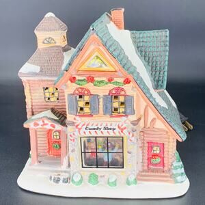 Country Charm Christmas Village Candy Shop House 2018 Imperfect Light Ceramic